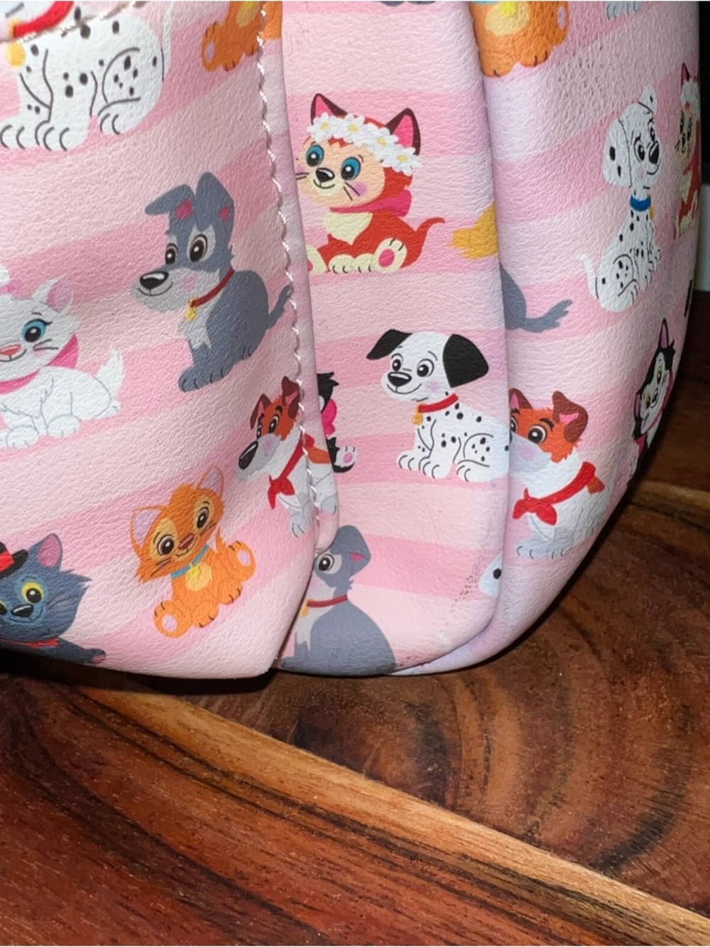 Loungefly Disney Cats & Dogs Pink Striped Dalmatian Lady Tramp Mini Backpack - Picture 4 of 17